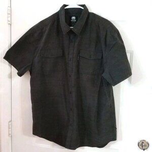 ecko unltd Button Up Short-Sleeve Charcoal Grey Men's XL Shirt Textured Material
